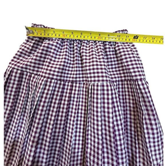 VTG Purple Gingham Tiered Midi Skirt Small Cottagecore Coastal Grandma Peasant - Picture 7 of 9